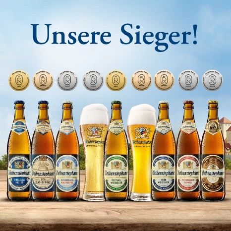 Die Siegerbiere der Bayerischen Staatsbrauerei Weihenstephan bei den Australian International Beer Awards 2022